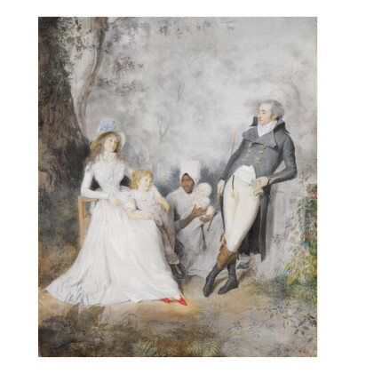 Catalog image of Portrait of an elegant family in a courtyard
