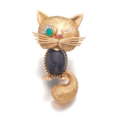 Catalog image of Gem set brooch, 'Chat Malicieux',