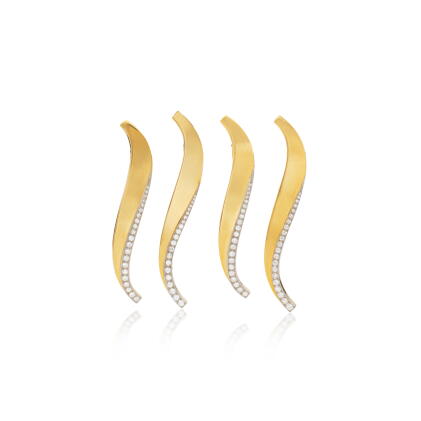 Catalog image of Suite of gold and diamond brooches, 'Flamme', 1950s