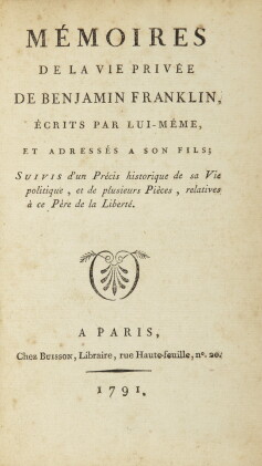 Catalog image of franklin, benjamin | mémoires de la vie privée ... suivis d'un précis historiqu…
