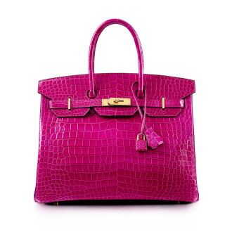 View 1 of Lot 1057: Rose Scheherazade Porosus Crocodile Birkin 35 Gold Hardware, 2014 