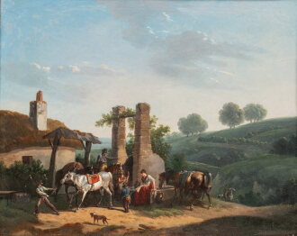 View 1 of Lot 717: Horses by a fountain