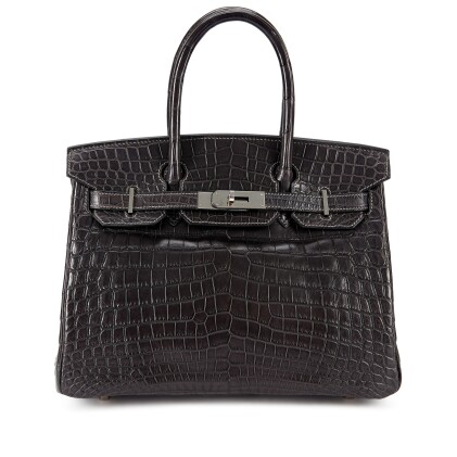 View 1 of Lot 907: Kelly Chen's Collection: Graphite Matte Niloticus Crocodile Custom Birkin 30 Palladium Hardware, 2002