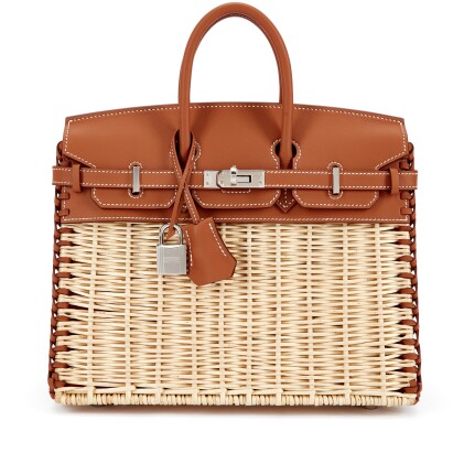 View 1 of Lot 962: Gold Swift and Osier Wicker Picnic Birkin 25 Palladium Hardware, 2024 