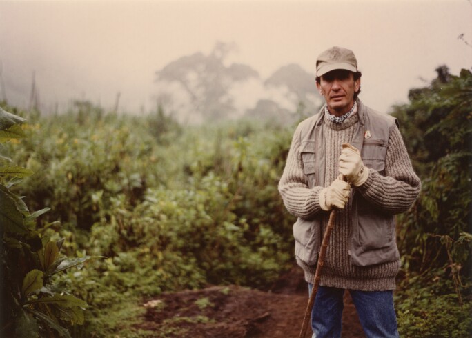 Arne Glimcher while filming Gorillas in the Mist in 1986.