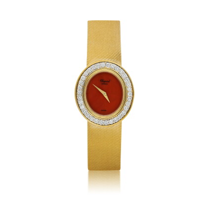 Catalog image of chopard | ref 5045, a yellow gold and diamond-set bracelet watch with coral dia…