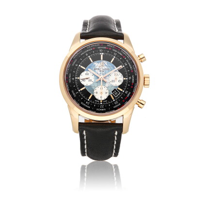 Catalog image of breitling | transocean chronograph unitime reference rb0510u4/bb63 a rose gold …