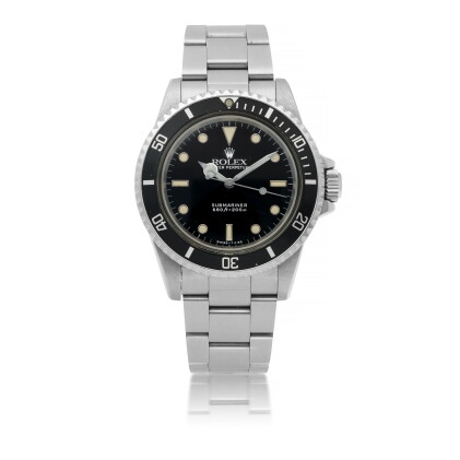 Catalog image of rolex | submariner, ref 5513 stainless steel wristwatch with bracelet circa 1988