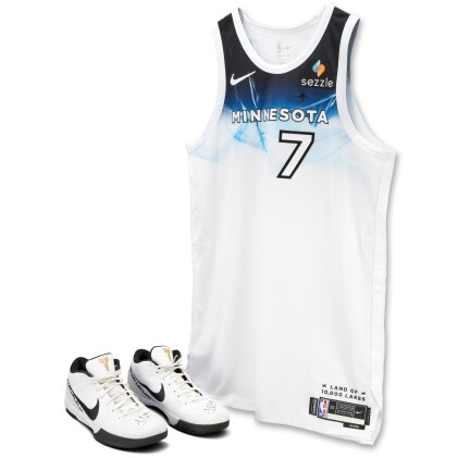 View 1 of Lot 16: Joe Ingles Minnesota Timberwolves 2024-2025 Signed Sneakers and Signed City Edition Jersey 
