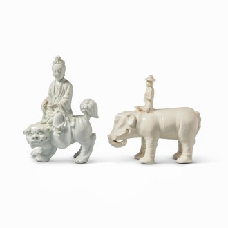 View 1 of Lot 624: Two 'dehua' figures, 17th - 19th century | 十七至十九世紀 德化白釉擺件一組兩件