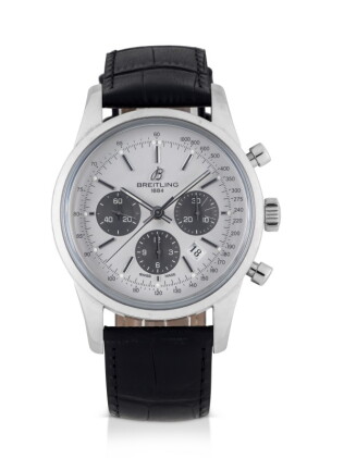 Catalog image of breitling | transocean, ref ab0152 stainless steel chronograph wristwatch with …