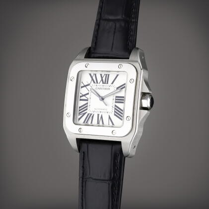 Catalog image of Reference 2656 Santos 100 | A stainless steel automatic square shaped wristwatc…