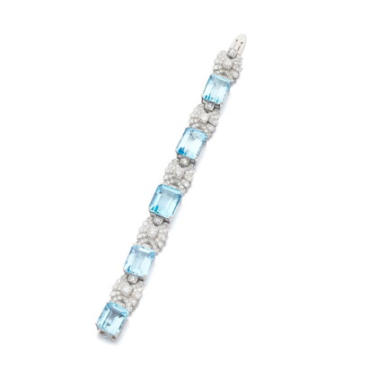 Catalog image of Aquamarine and diamond bracelet, 1930s