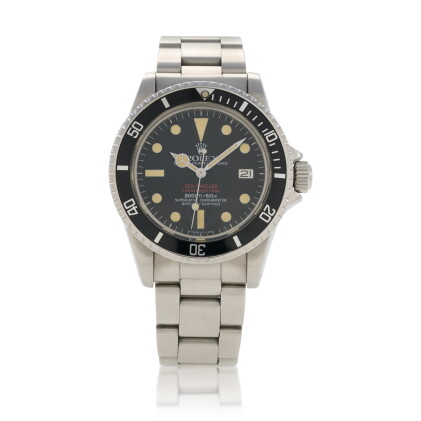 Catalog image of ‘Double Red’ Sea-Dweller, Ref. 1665 Stainless steel wristwatch with date and br…