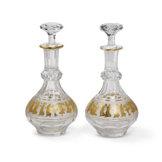 View 1 of Lot 97: A Pair of Val St Lambert 'Danse de Flore' Cut-Glass Decanters and Stoppers, 20th Century