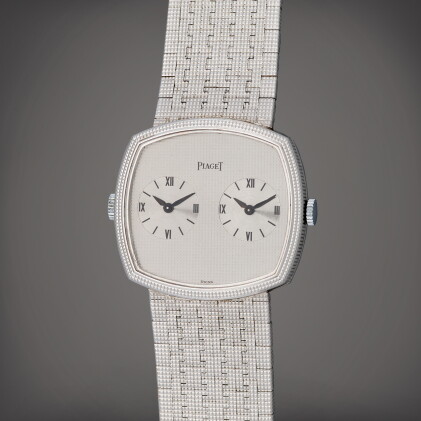 Catalog image of Reference 612401 A4 | A white gold dual time bracelet watch with two movements …