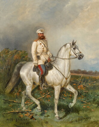 Catalog image of Portrait of General Mikhail Dmitrievich Skobelev on Horseback