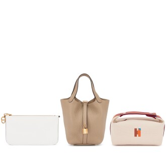 View 1 of Lot 644: Set of Three Picotin Lock 18, Zipengo Chaine d'Ancre To Go pouch and Bride-a-Brac H Pavillon case