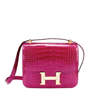 View 1 of Lot 7823: Rose Scheherazade Shiny Alligator Constance 24 Gold Hardware, 2017