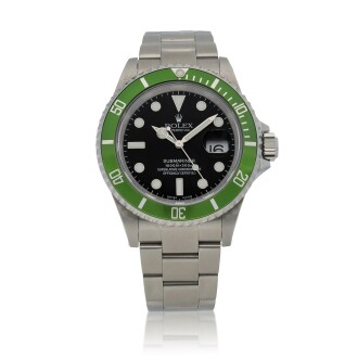 View 1 of Lot 641: 'Flat 4 Kermit' Submariner, Ref. 16610LV  Stainless Steel wristwatch with date and bracelet  Circa 2003