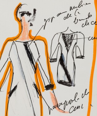 View 1 of Lot 1: An original sketch for fashion, 2013 | Croquis de mode original, 2013