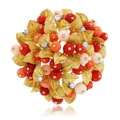 Catalog image of Coral and diamond brooch, 1960s