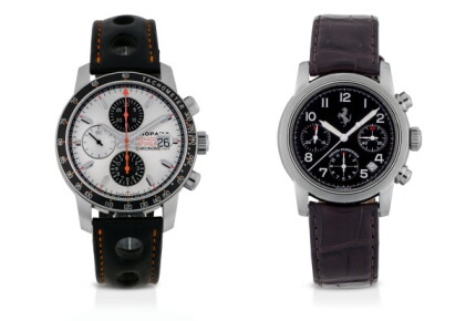 Catalog image of chopard and girard-perregaux | two stainless steel chronograph wristwatches wit…