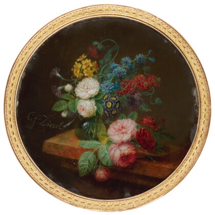 Catalog image of georges frédéric ziesel | still life with a glass vase of flowers, circa 1785