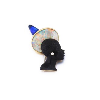 View 1 of Lot 110: Broche opales, écaille et diamants