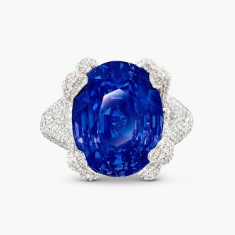 View 1 of Lot 1703: Sapphire and Diamond Ring | 21.09克拉 天然 「斯里蘭卡」未經加熱藍寶石 配 鑽石 戒指
