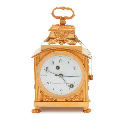 Catalog image of A gilt metal pendule d'officier desk timepiece with grand sonnerie and alarm, C…