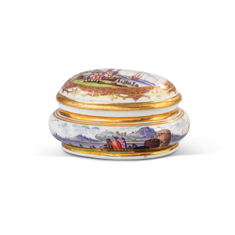 View 1 of Lot 526: A Meissen porcelain oval sugar box and cover, circa 1730