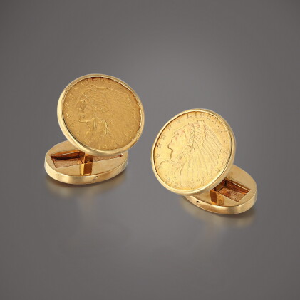 Catalog image of Cartier | Paire de boutons de manchette or | Pair of gold cufflinks