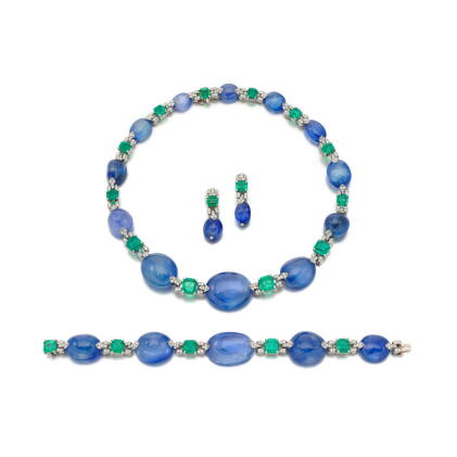 Catalog image of Fine sapphire, emerald and diamond demi-parure