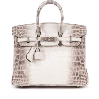 View 1 of Lot 411: Blanc Matte Niloticus Crocodile Himalaya Birkin 25 Palladium Hardware, 2022