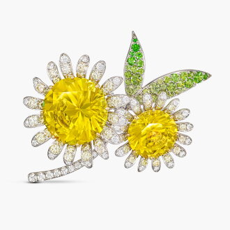 View 1 of Lot 1641: Yellow Tourmaline, Demantoid Garnet, Diamond and Sapphire ‘Yellow Flower’ Brooch | Gimel | 黄色碧璽 配 翠榴石 配 鑽石 及 藍寶石 ‘Yellow Flower’ 胸針