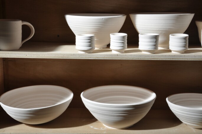 Ceramics on a shelf