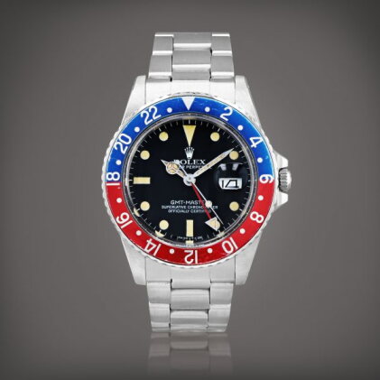Catalog image of GMT-Master 'Pepsi', reference 16750 Montre bracelet à double fuseau horaire en …