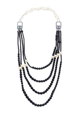 View 1 of Lot 30: Black and Ivory Resin Pearl Multi Strand CC Logo Necklace, Cir 2010