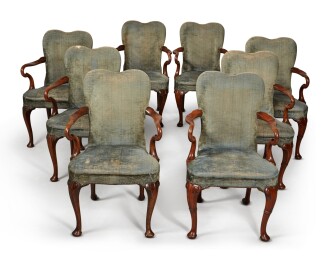 View 1 of Lot 94: A Matched Set of Eight George II Style Walnut Armchairs, Second Quarter 20th Century