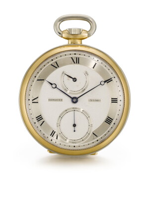 Catalog image of AN EXCEPTIONAL AND HEAVY TWO-COLOUR GOLD OPEN-FACED KEYLESS ONE-MINUTE TOURBILL…