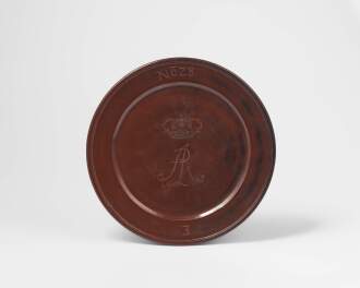 View 1 of Lot 1: A Rare Böttger Stoneware Polished and Engraved “Augustus Rex” Plate or Stand, 1710-13