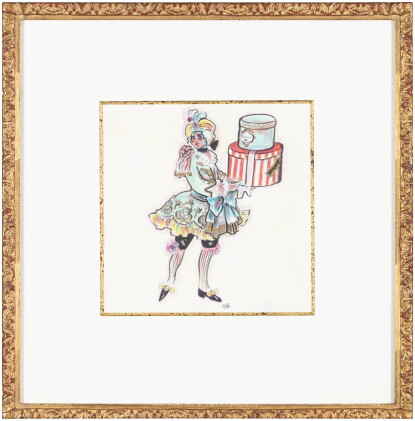 Catalog image of Two drawings for "The Emperor’s New Clothes" by Andersen, circa1990