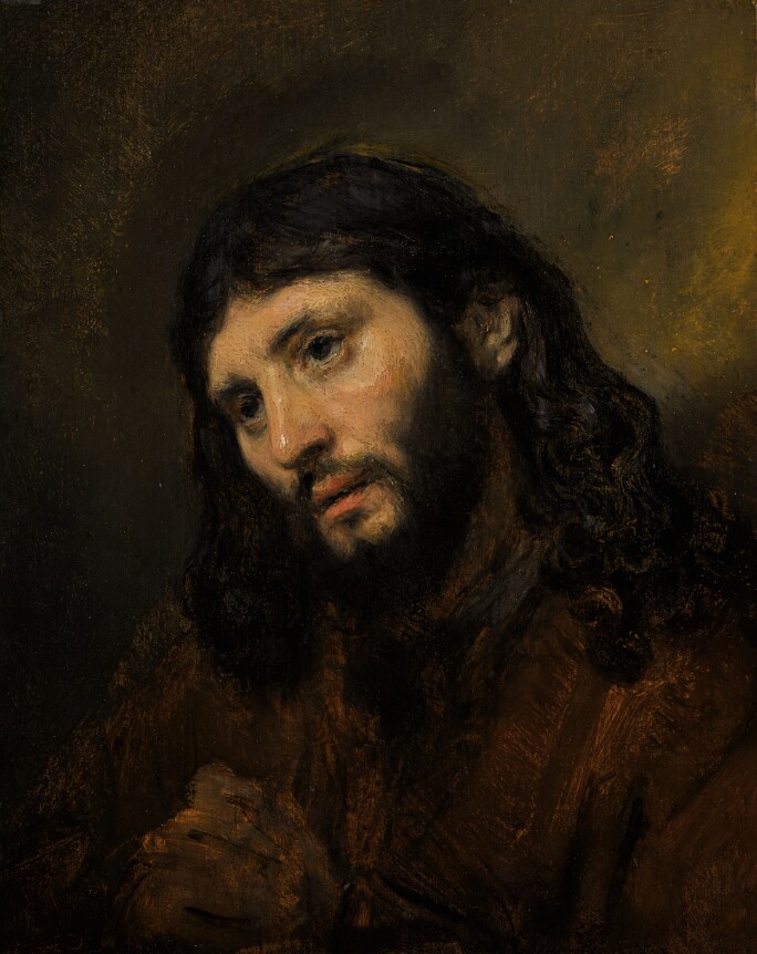Rembrandt van Rijn, Study of the Head and Clasped Hands of a Young Man as Christ in Prayer