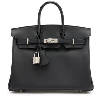View 1 of Lot 70: Black Shiny Niloticus Lizard and Swift Touch Birkin 25 Palladium Hardware, 2025