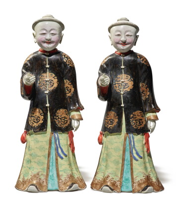 Catalog image of A Rare Pair of Chinese Export 'Nodding Head' Figures Qing Dynasty, Qianlong Period
