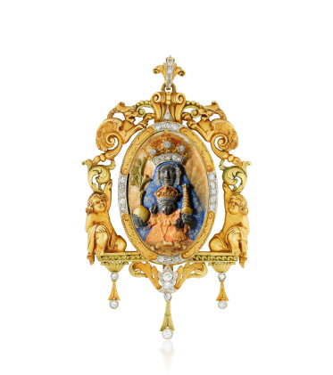 Catalog image of Pendentif ivoire, écaille de tortue et diamants | Ivory, tortoiseshell and diam…