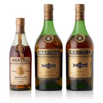 View 1 of Lot 6592: Martell Very Special Cognac & VSOP Mixed Lot NV (2 BT70, 1 BT35)