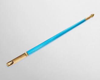 View 1 of Lot 421: Emperor Nicholas II: A Fabergé Varicolor Gold-Mounted Guilloché Enamel Pen Holder, Workmaster Anna Ringe, St Petersburg, circa 1902