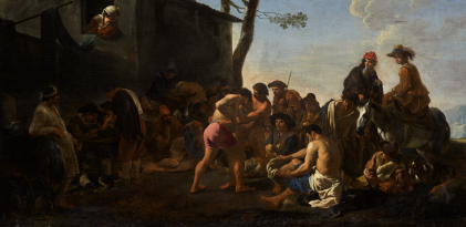 Catalog image of michael sweerts | men wrestling before a crowd